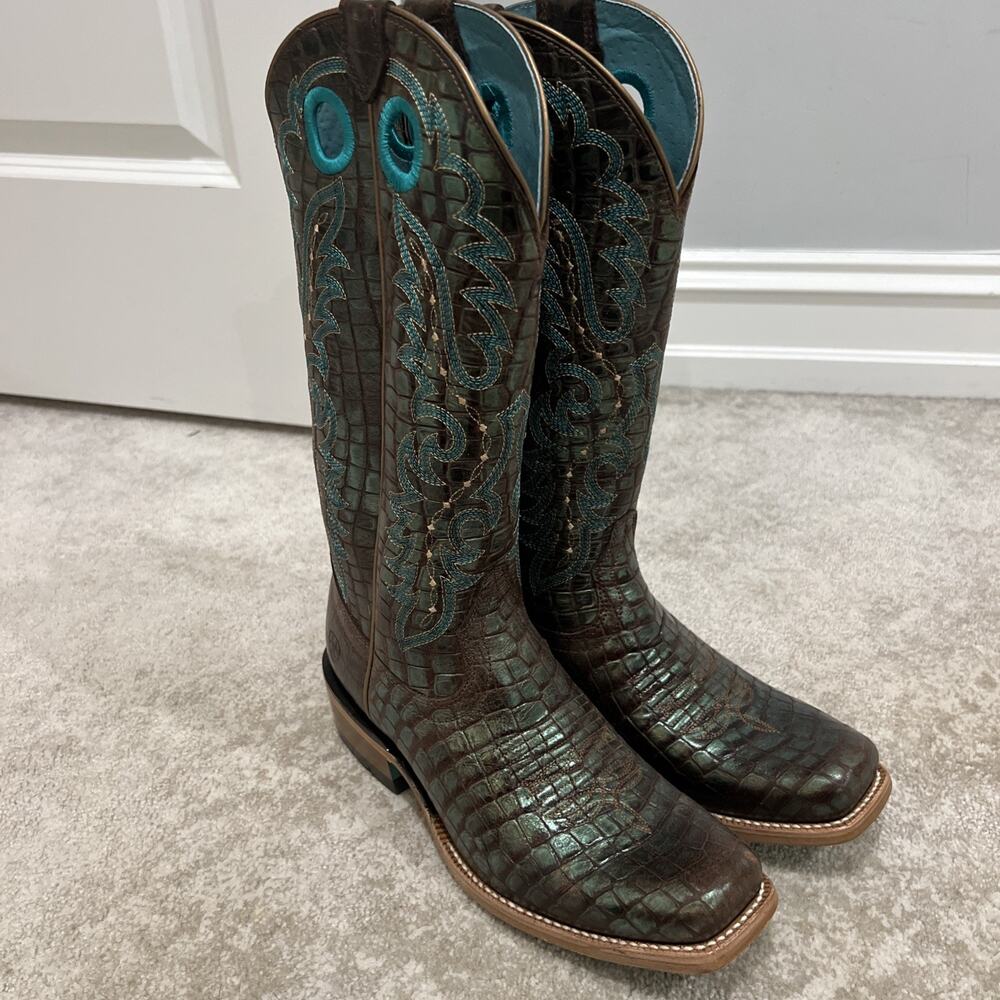 Ariat® Ladies' Futurity Boon Croc Print Shine Cowboy Boots Size 8